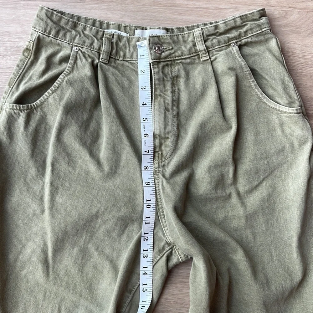 Mango Regina Slouch Jeans Khaki Green Size 8 - Picture 4 of 10